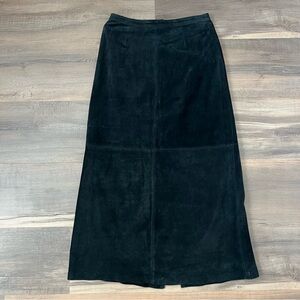 Vintage Brandon Thomas Black Suede Maxi Skirt Size 8